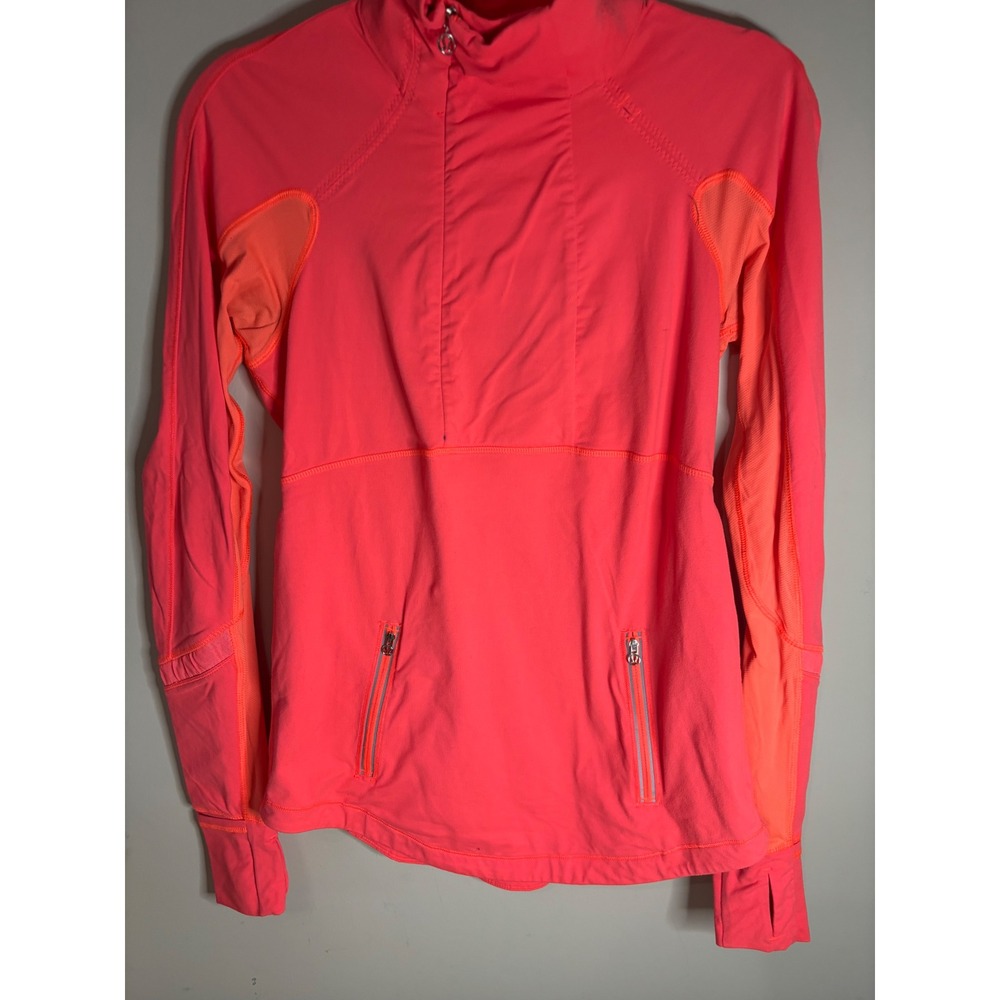 Lululemon Run Reflect Tangerine Half Zip Jacket Womens Thumbholes Mock Neck sz 8